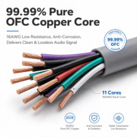 Kabel Speaker Recoil SW11C16-20 20ft 16 Gauge 11 Konduktor OFC untuk Sistem Audio Mobil - 5 Pasang + Kabel Pengaktif Jarak Jauh