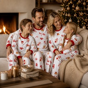 Hete Aanbieding 2026 Peperkoekenman Suikerstok Print Kerstpyjama's Gezinsset Dames Nachtkleding voor Kerstmis - Product Image 2