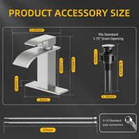 Robinet de salle de bain cascade en acier inoxydable nickel brossé, 1 poignée, moderne, monotrou, plaque de montage, certifié NSF, sans plomb