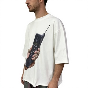 T-shirt homme personnalisé en coton 100% uni, surdimensionné, impression possible, 200 g/m², tissu épais - Product Image 5