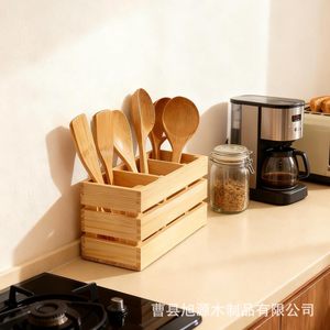 Boîte de rangement de cuisine en bois, organisateur multifonction pour couverts et ustensiles, taille de bureau 8-11,9 pouces, fabriqué à la main - Product Image 2