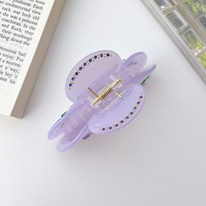 SIE STAGET ELEGANZ koreanische Farbige Strasssteine große Größe Blumen und Blätter Haarclip - Product Image 3