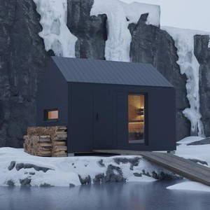 Cabine de sauna à vapeur sèche extérieure moderne noire avec bois de cèdre rouge, poêle de sauna 9KW et <span class=keywords><strong>spa</strong></span> avec glace - Product Image 1