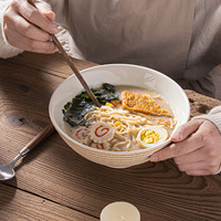 Ensemble de bols en céramique de 8 pouces (40 oz) avec baguettes et cuillères pour Ramen, Pho, Soba, Miso Soup - Design Zen Asiatique Vert Paon, idéal pour offrir