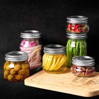 Bocaux en verre avec couvercle métallique, pot à miel hermétique, avec large bouche et couvercle métallique, pour le stockage des aliments, contenants transparents, 16 oz