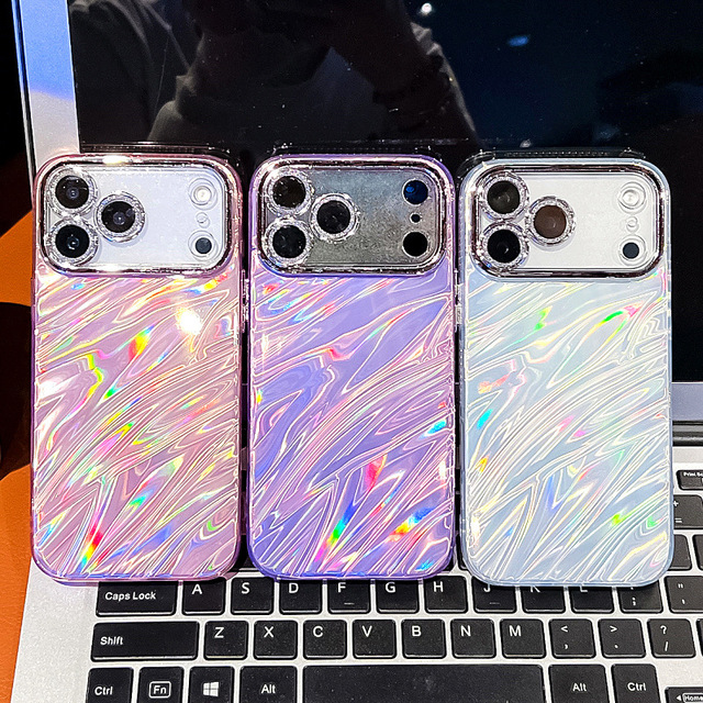 Women Fashion Luxury Color Glitter Shockproof Clear Phone Case for iPhone 17 Pro Max 16 15 14 13 Back Cover Water Ripples