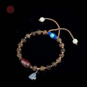Contemporary Near Sinking Agarwood <b>Bracelet</b> 6mm with <b>Red</b> Quartz and Jade Elements Style 11 Stylish Jewelry - Product Image 2