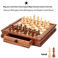 Échiquier magnétique en bois massif de haute qualité RUNAN, échiquier en bois d'érable, boîte à échecs en cuir, design personnalisable, échecs éducatifs unisexes