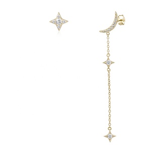 Boucles <span class=keywords><strong>d</strong></span>'oreilles en <span class=keywords><strong>argent</strong></span> sterling Gemnel avec pendentif <span class=keywords><strong>croissant</strong></span> <span class=keywords><strong>de</strong></span> <span class=keywords><strong>lune</strong></span> et étoile - Product Image 1