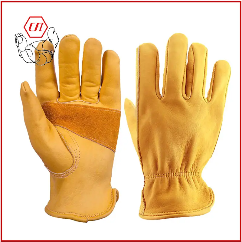 5 X Pairs Reinforced Leather Safety Work Gardening Gardener Gloves Size 10 