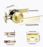 Poignée de porte contemporaine à levier avec verrouillage de confidentialité, ensemble de serrures tubulaires à levier pour salle de bain en alliage de zinc pour portes en bois