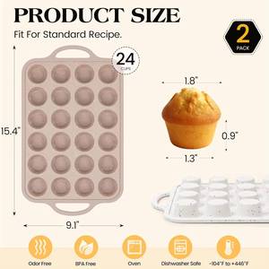 MUYULINS Factory 24-cup LFGB non-stick BPA Free metal reinforced frame mini silicone cupcake pan American <b>cake</b> <b>tin</b> baking mold - Product Image 6