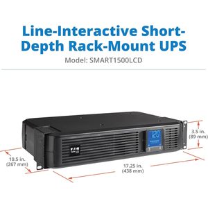 Tripp Lite Smart1500LCD 1500VA 900W 8 prises, onduleur à montage en rack, 120V, batterie au plomb-acide, profondeur réduite 2U - Product Image 6