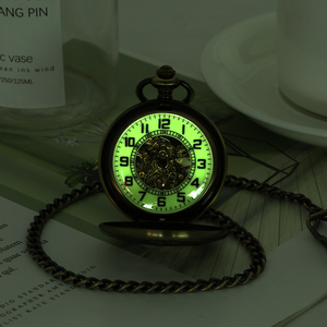 <span class=keywords><strong>Montre</strong></span> de poche mécanique squelette à engrenages steampunk à remontage manuel avec chaîne en bronze vintage à motif creux pour hommes - Product Image 2
