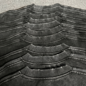 Low MOQ Wholesale Faded Black Heavy <b>Weight</b> T-Shirt Vintage Acid Wash Oversized Distressed <b>Blank</b> Custom Men Clothing TKAN649 - Product Image 3
