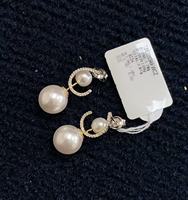 Boucles d'oreilles asymétriques en forme de croissant doré avec perles d'imitation CZ, doubles perles, élégantes, pour femmes, bijoux quotidiens et de soirée, vente en gros