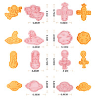 Ensemble de 8 emporte-pièces en plastique pour astronaute safran, moule à biscuits en plastique comprenant un vaisseau spatial et un extraterrestre pour des conceptions de biscuits créatives