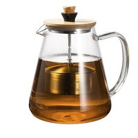 Théière en verre résistant à la chaleur de 33oz avec infuseur Ensemble théière et carafe en verre avec infuseur amovible en acier inoxydable