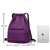 Sac de sport pliable personnalisé grande capacité en polyester imperméable avec cordon de serrage, sac à dos de sport, sac à cordon décontracté d'extérieur personnalisé