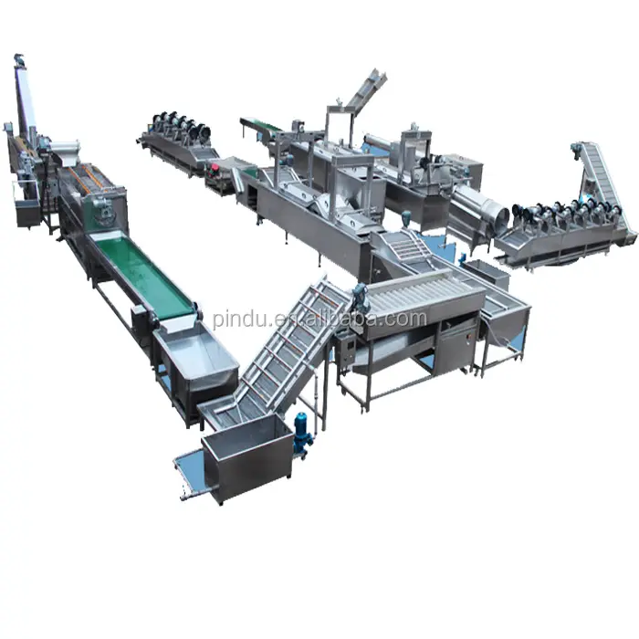 Completamente automatico congelati patatine fritte croccanti patatine fritte linea di produzione della macchina