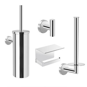 Juego de portaescobillas de baño para montaje en pared de Hotel, cepillo de limpieza de acero inoxidable para el hogar con soporte de papel tisú para Baño - Product Image 6