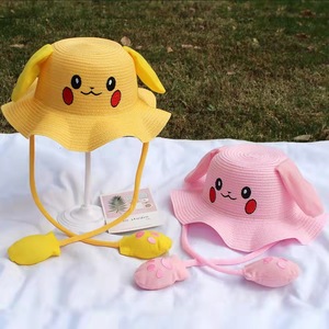 Sombrero de Paja para Niños con <span class=keywords><strong>Orejas</strong></span> de Conejo Móviles, Protección Solar para Padres e Hijos, Estilo <span class=keywords><strong>Pikachu</strong></span>, para Primavera y Verano - Product Image 4