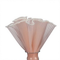 Papier d'emballage en maille ondulée plissée à motif floral et perles, recyclable, pour emballage de bouquets, anniversaires, fête des mères, fournitures pour fleuristes