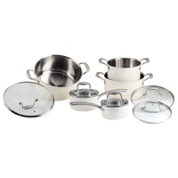 Ensemble de casseroles et de poêles en acier inoxydable 10 pièces-3 plis plaqués-Batterie de cuisine professionnelle en acier inoxydable