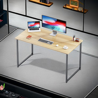 Bureau d'ordinateur personnalisé 40 pouces, bureau d'écriture moderne pour le bureau à domicile, table PC convertible en verre, cadre noir, brun rustique