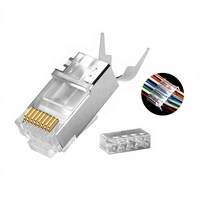 Connecteurs RJ45 Cat7 modulaires blindés SFTP moulés en PC+Cuivre de haute qualité, 8p8c, 100 pièces par boîte