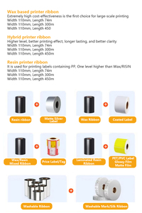 ริบบิ้นคาร์บอนผสม 110x74 ม. ริบบิ้นสำหรับเครื่องพิมพ์บาร์โค้ดโดยเฉพาะ กันน้ำ ทนต่อการขีดข่วน กระดาษฉลากถ่ายโอนความร้อนแบบสากล - Product Image 6