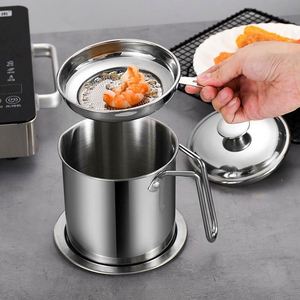 Utensilios de Cocina de Acero Inoxidable, Accesorios para Separar Residuos de Aceite, Juego de Tazas Filtrantes de Aceite Metálicas, Taza Filtrante de Aceite de Cocina con Tapa - Product Image 2