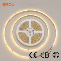 Bande LED COB 320 LED/m, 8 mm, rouleau de 10 m, 24 V, basse tension, CRI 90, ruban flexible RGBIC, ROHS, blanc chaud, pour projet hôtelier, CE ETL CB