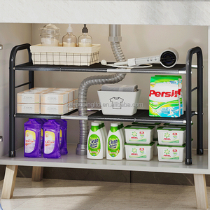 Dưới bồn rửa tổ chức mở rộng Heavy Duty kim loại kệ có thể tháo rời Panels lưu trữ Organizer cho dưới nhà bếp phòng tắm bồn rửa - Product Image 1