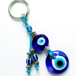 Portachiavi in vetro fatto a mano <span class=keywords><strong>turco</strong></span> blu malocchio per buona fortuna portachiavi portachiavi charms amuleto accessori per ornamenti appesi per auto - Product Image 5