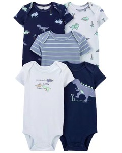 Set di Abbigliamento per <span class=keywords><strong>Neonati</strong></span> 100% Cotone, da 0 a 24 <span class=keywords><strong>Mesi</strong></span>, Chiusura a Scatto, Confezione da <span class=keywords><strong>5</strong></span> Body con Stampa Dinosauro - Product Image 1