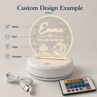 Base de lampe LED portable à bords ronds, éclairage décoratif, pour feuilles acryliques personnalisées, avec modes de couleur réglables à distance, pour l'approvisionnement B2B en gros