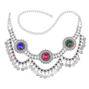 सिक्का लटकन कमर चेन पेट तुर्की जिप्सी शरीर श्रृंखला नृत्य गहने बोहेमियन विंटेज रजत मढ़वाया - Product Image 2