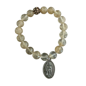 Bracelet de prière catholique en perles turquoise bleu, style japonais vintage, Sainte <span class=keywords><strong>Anne</strong></span>, priez pour nous - Product Image 2