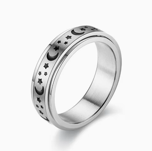 Bague rotative en acier inoxydable, motif étoile et <span class=keywords><strong>lune</strong></span>, bijou minimaliste populaire pour <span class=keywords><strong>la</strong></span> décompression, vente chaude - Product Image 4