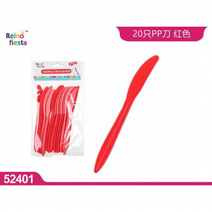 20 Cuchillos de Plástico Rojos de 14 cm, Ligeros, para Fiestas y Eventos, Marca Peiyong, Modelo 52401 - Product Image 1