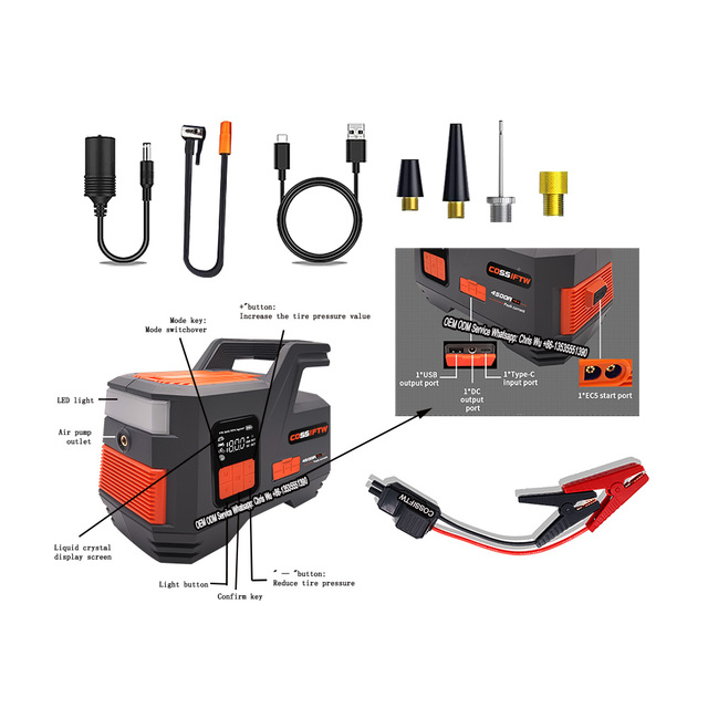 20000mAh Car Jump Starter Portable Power Bank 4500A with Air Compressor 150 PSI Car Starting Device for Petrol Diesel 8.5L/6.0L