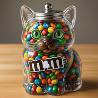 Pot de rangement pour friandises pour chat avec design de dessin animé - Verre borosilicate de haute qualité - Rangement de cuisine - Capacité de 350 ml - Cadeau pour la fête des enfants