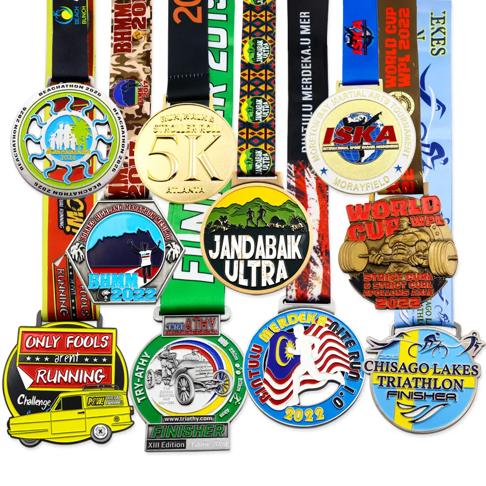 Medalha personalizada para maratona, voleibol, corrida, futebol, judô, taekwondo, corrida, ouro em branco, medalha de metal, prêmio esportivo