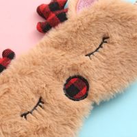 CHIQUE Nouveau masque pour les yeux en peluche de Noël, motif de cerf de dessin animé, mignon, pour dormir, cerf, certifié CE, multi-âges, polyester/rayonne/lin