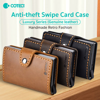 COTECi dompet RFID kulit asli, untuk perjalanan mewah memblokir pemegang kartu kredit dompet RFID saku depan ramping minimalis