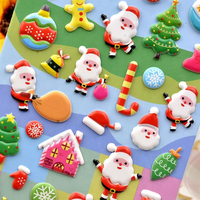 Meilleure vente ensemble d'autocollants de festival de Noël gonflé pour Journal décoration coque de téléphone personnalisation emballage cadeau carte d'artisanat pour enfants