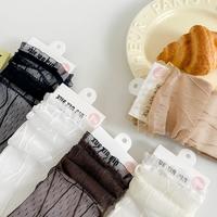 Chaussettes décontractées élégantes pour femmes en dentelle transparente ultra-fine avec volants, respirantes, noires, blanches, couleur chair