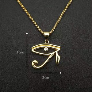 Collar con colgante de ojo de Horus de yunnique, amuleto egipcio de acero inoxidable dorado, símbolo del dios halcón, regalo de joyería - Product Image 3