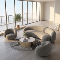 Sofá Seccional de Terciopelo Curvo Minimalista Italiano Moderno de Grado Comercial, Diseño sin Brazos para Proyectos Hoteleros
